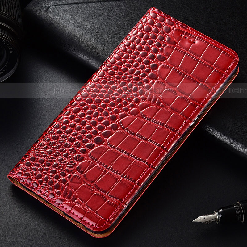 Custodia Portafoglio In Pelle Cover con Supporto T08 per OnePlus 7T Pro Rosso