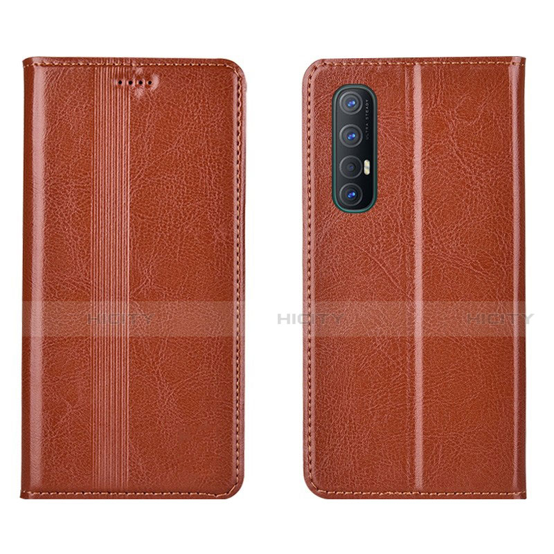 Custodia Portafoglio In Pelle Cover con Supporto T08 per Oppo Find X2 Neo Arancione