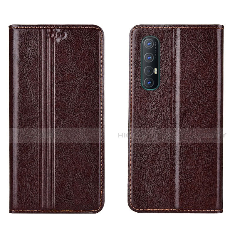 Custodia Portafoglio In Pelle Cover con Supporto T08 per Oppo Find X2 Neo Marrone