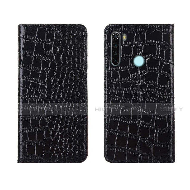 Custodia Portafoglio In Pelle Cover con Supporto T08 per Xiaomi Redmi Note 8 (2021) Nero