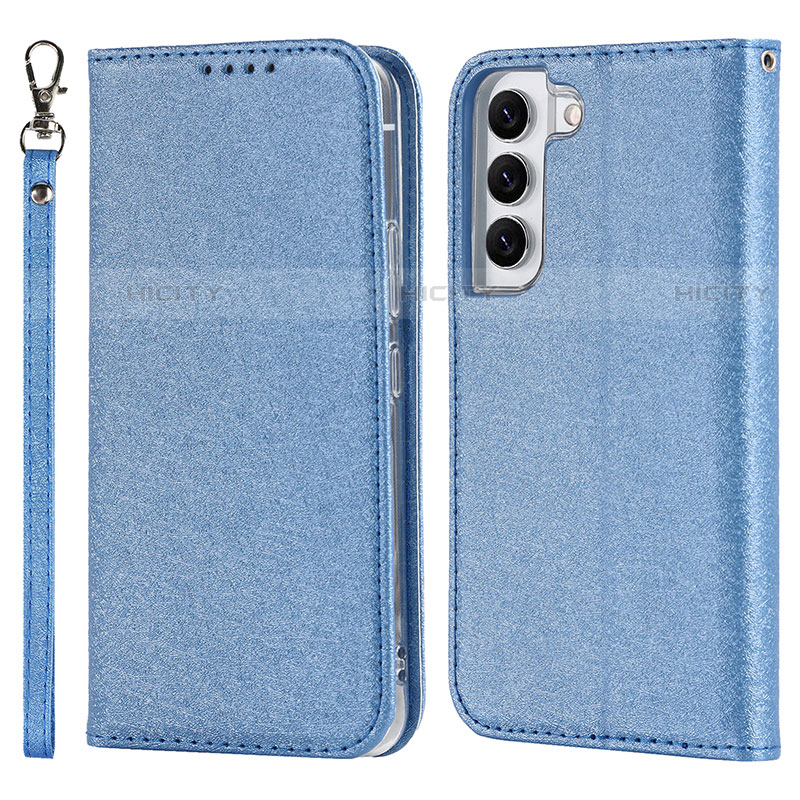 Custodia Portafoglio In Pelle Cover con Supporto T08D per Samsung Galaxy S22 Plus 5G Blu