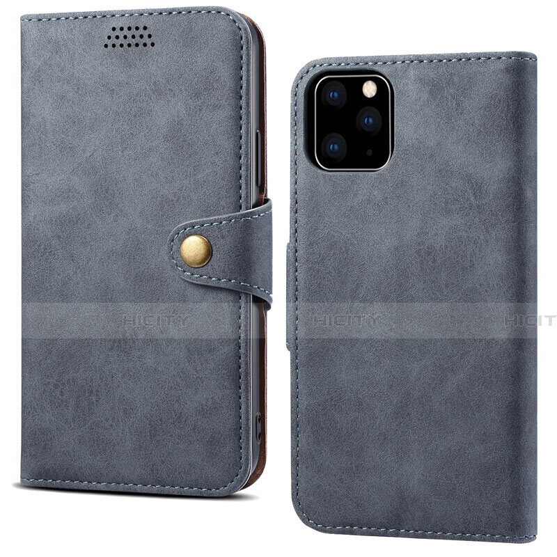 Custodia Portafoglio In Pelle Cover con Supporto T09 per Apple iPhone 11 Pro Grigio