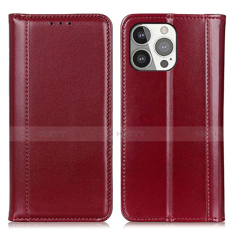 Custodia Portafoglio In Pelle Cover con Supporto T09 per Apple iPhone 14 Pro Rosso