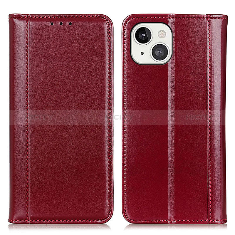 Custodia Portafoglio In Pelle Cover con Supporto T09 per Apple iPhone 15 Rosso