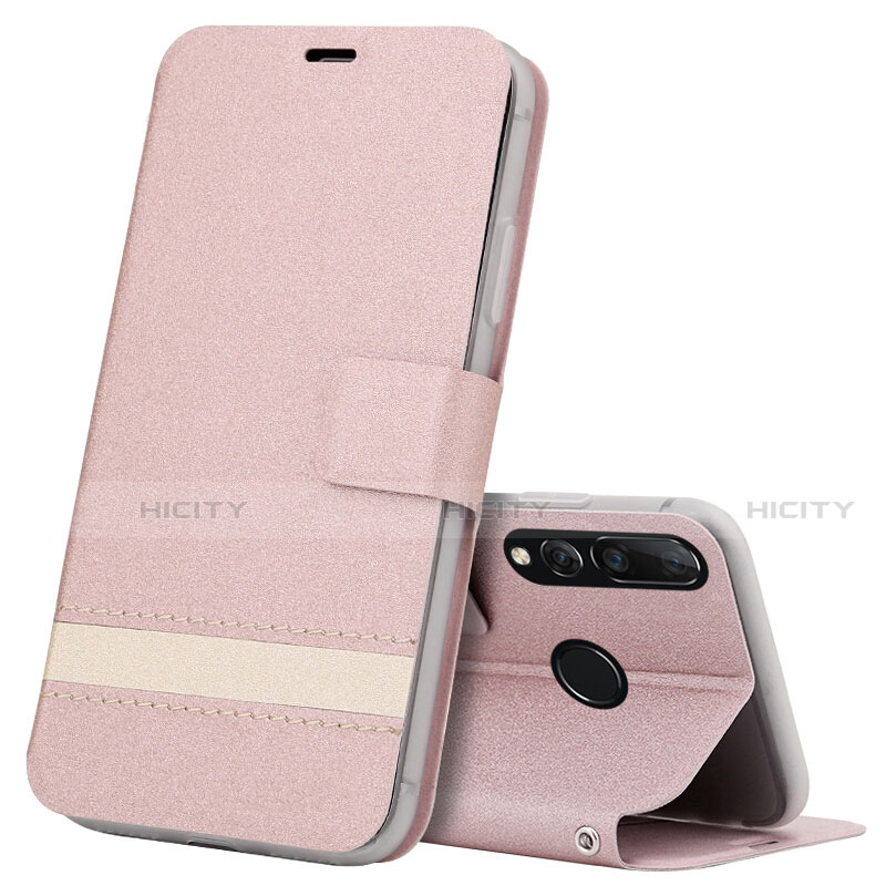 Custodia Portafoglio In Pelle Cover con Supporto T09 per Huawei Honor 20 Lite Oro Rosa