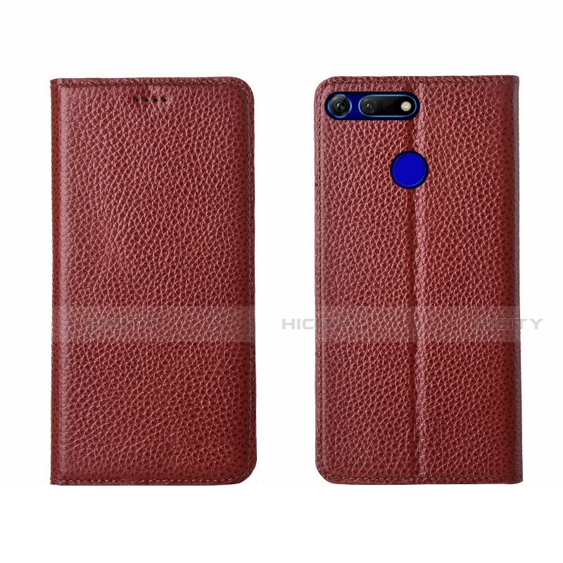 Custodia Portafoglio In Pelle Cover con Supporto T09 per Huawei Honor V20 Marrone