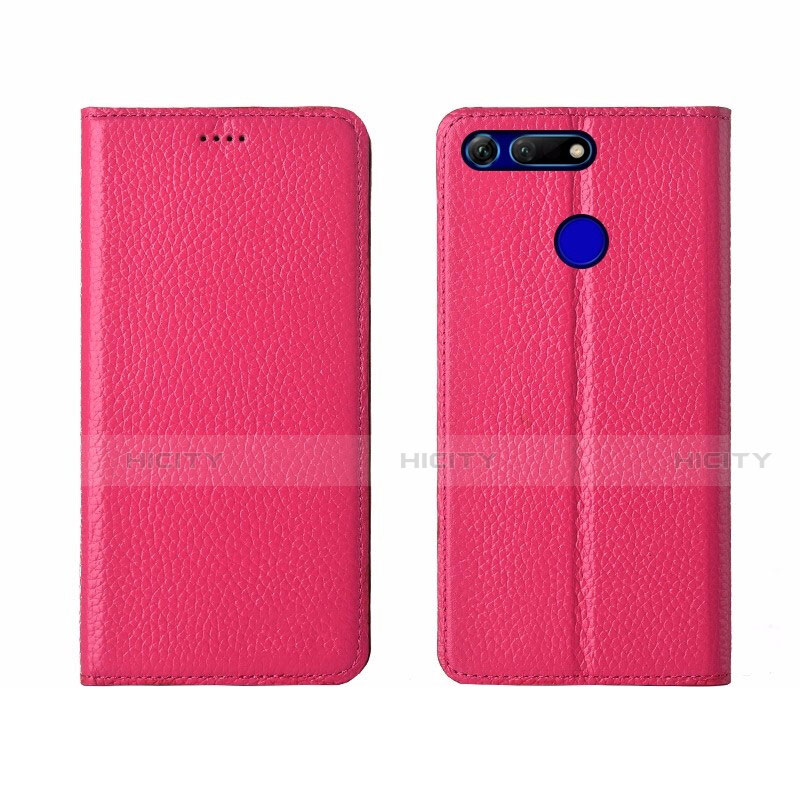 Custodia Portafoglio In Pelle Cover con Supporto T09 per Huawei Honor V20 Rosa Caldo