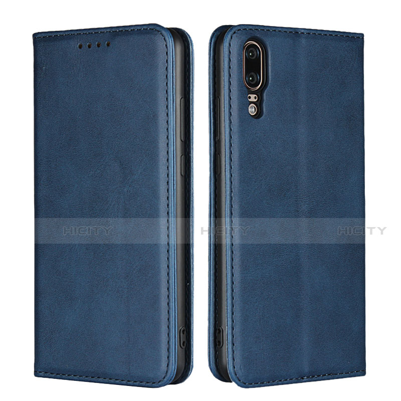 Custodia Portafoglio In Pelle Cover con Supporto T09 per Huawei P20 Blu