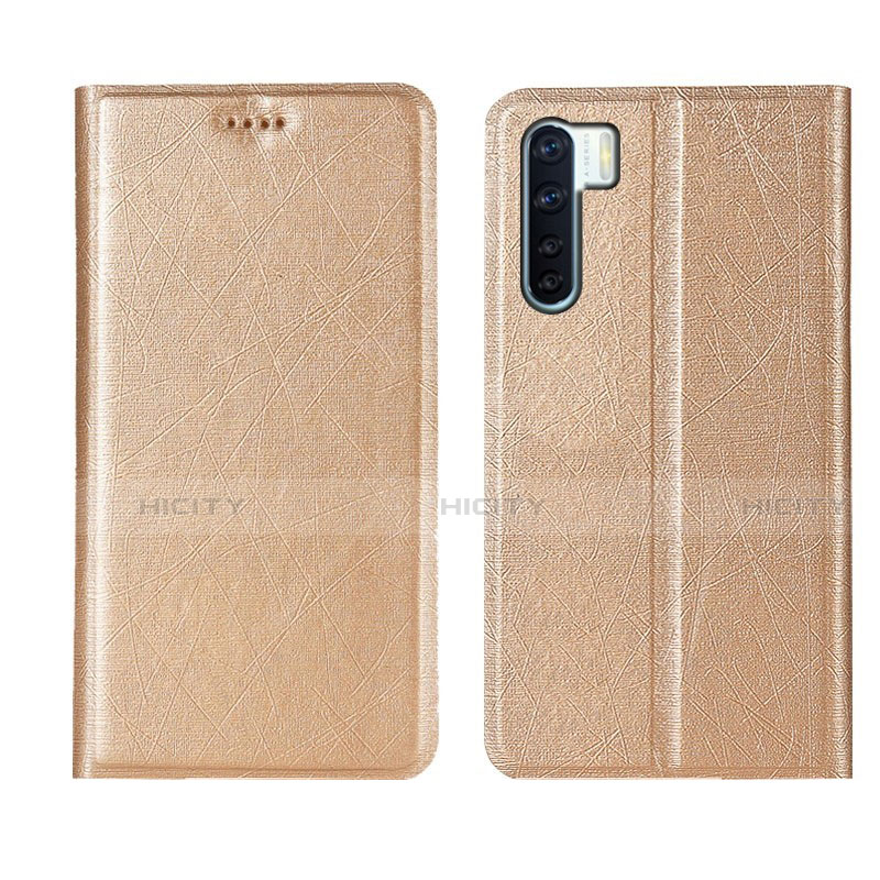 Custodia Portafoglio In Pelle Cover con Supporto T09 per Oppo F15 Oro