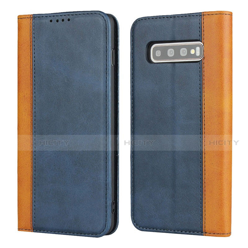 Custodia Portafoglio In Pelle Cover con Supporto T09 per Samsung Galaxy S10 Blu