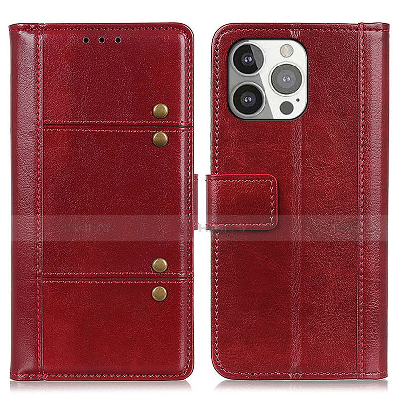 Custodia Portafoglio In Pelle Cover con Supporto T10 per Apple iPhone 14 Pro Rosso