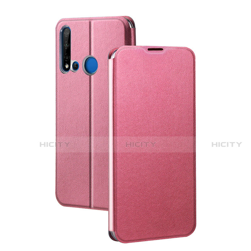 Custodia Portafoglio In Pelle Cover con Supporto T10 per Huawei P20 Lite (2019) Rosa