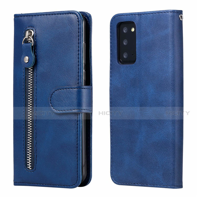 Custodia Portafoglio In Pelle Cover con Supporto T10 per Samsung Galaxy Note 20 5G Blu