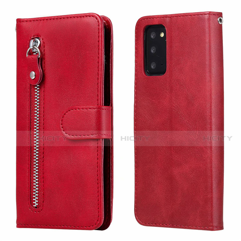 Custodia Portafoglio In Pelle Cover con Supporto T10 per Samsung Galaxy Note 20 5G Rosso