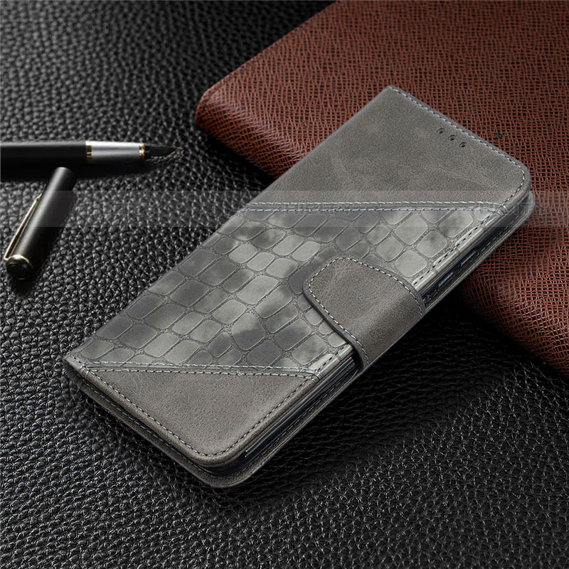 Custodia Portafoglio In Pelle Cover con Supporto T10 per Xiaomi Redmi 9A Grigio