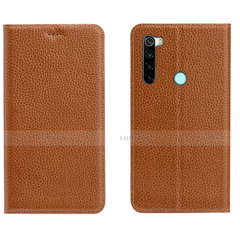 Custodia Portafoglio In Pelle Cover con Supporto T10 per Xiaomi Redmi Note 8 (2021) Arancione