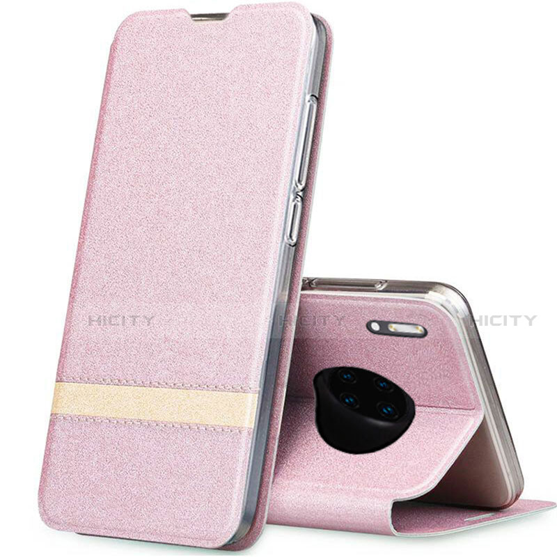 Custodia Portafoglio In Pelle Cover con Supporto T12 per Huawei Mate 30 5G Oro Rosa