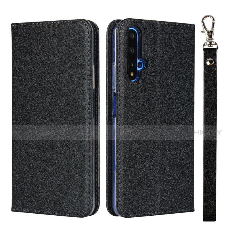 Custodia Portafoglio In Pelle Cover con Supporto T14 per Huawei Honor 20S Nero