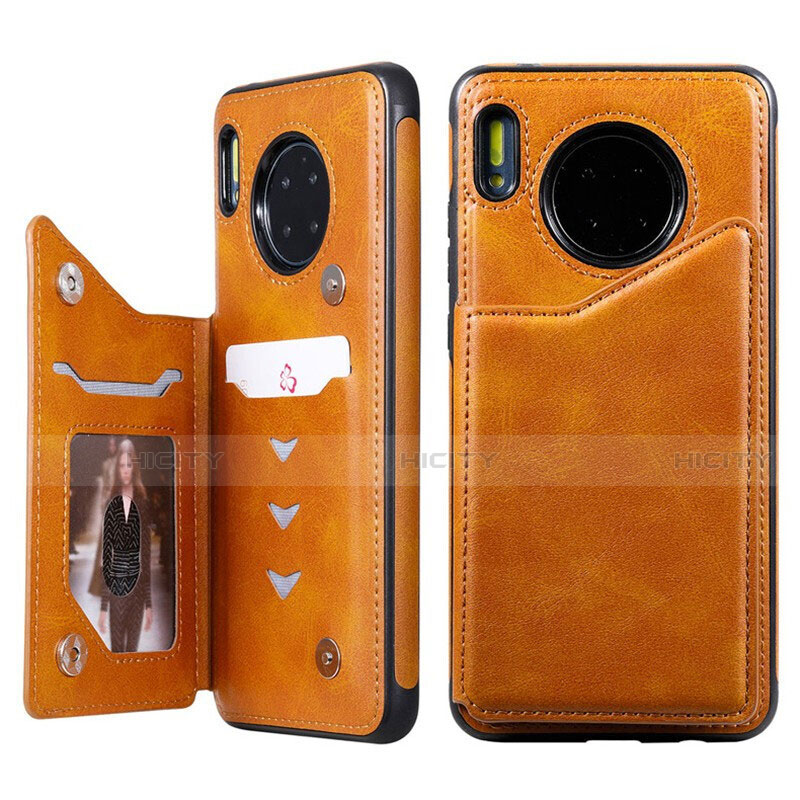 Custodia Portafoglio In Pelle Cover con Supporto T14 per Huawei Mate 30E Pro 5G Arancione