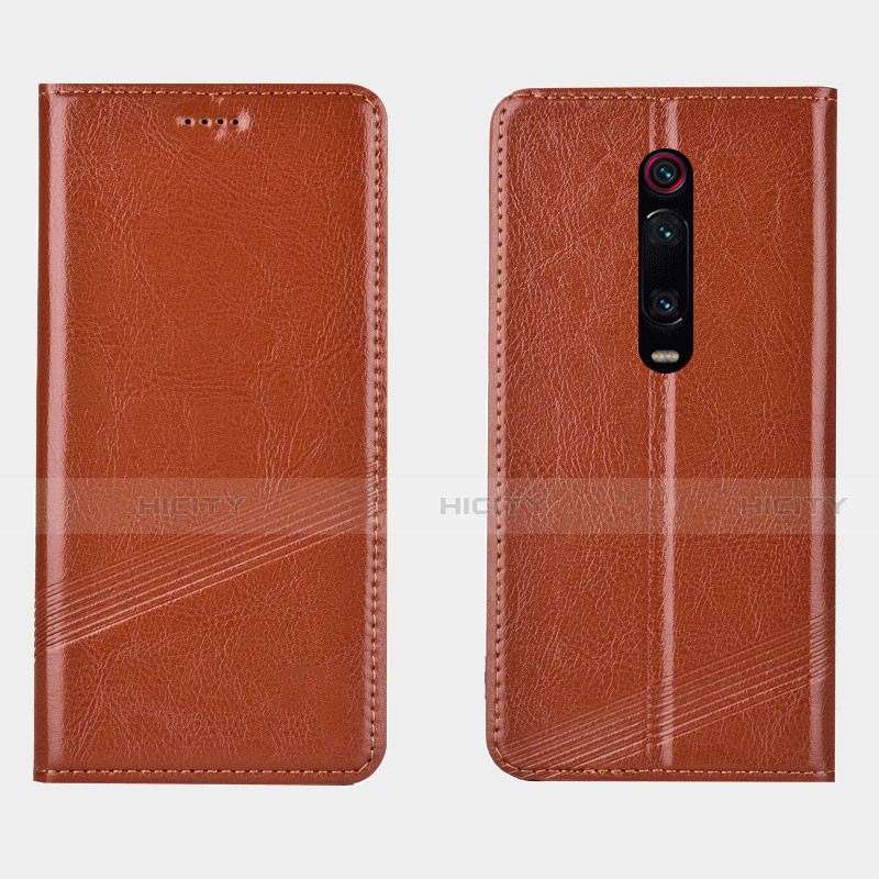 Custodia Portafoglio In Pelle Cover con Supporto T14 per Xiaomi Mi 9T Arancione