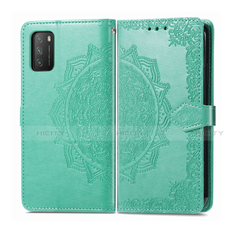 Custodia Portafoglio In Pelle Cover con Supporto T14 per Xiaomi Poco M3 Verde Pastello