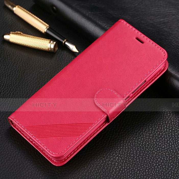 Custodia Portafoglio In Pelle Cover con Supporto T14 per Xiaomi Redmi Note 8 Pro Rosa Caldo