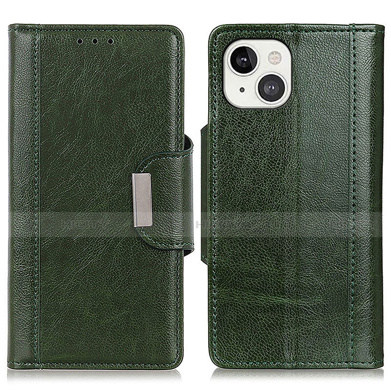 Custodia Portafoglio In Pelle Cover con Supporto T15 per Apple iPhone 13 Mini Verde