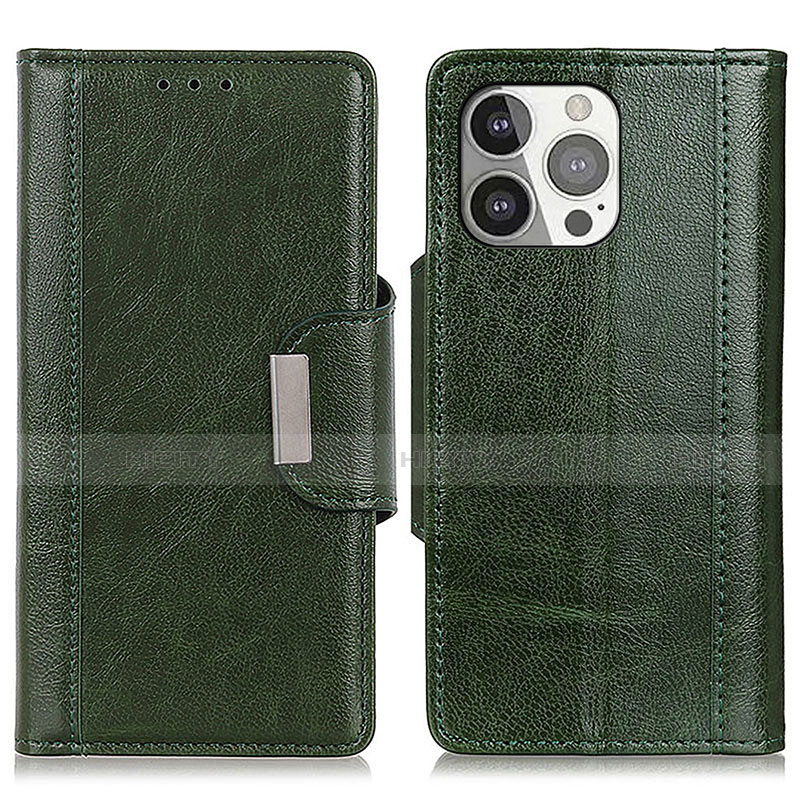 Custodia Portafoglio In Pelle Cover con Supporto T15 per Apple iPhone 13 Pro Verde