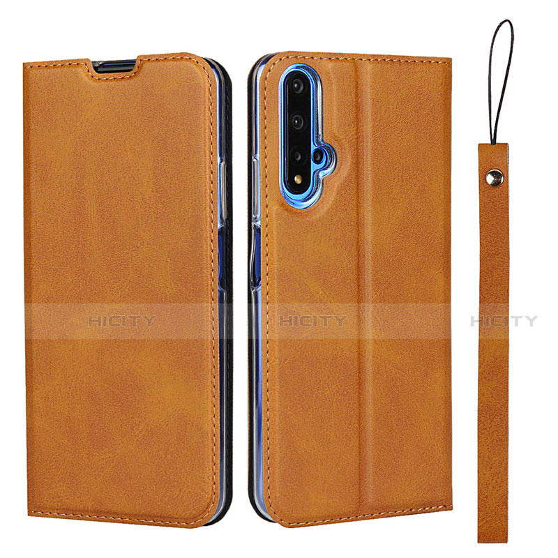 Custodia Portafoglio In Pelle Cover con Supporto T15 per Huawei Honor 20S Arancione