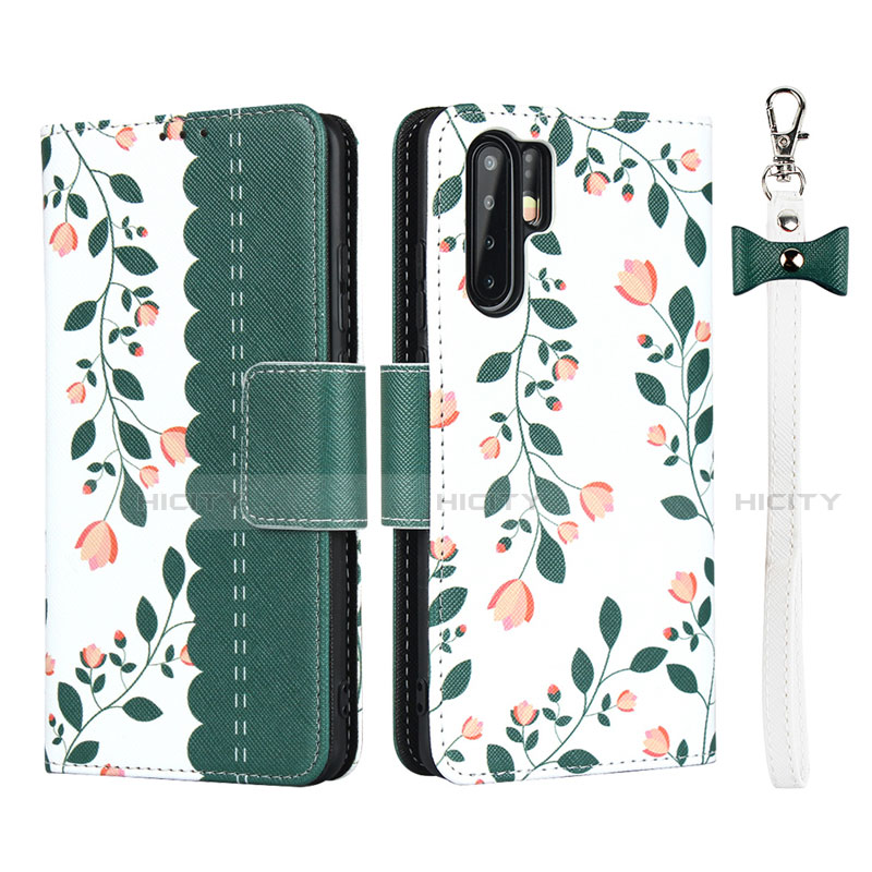 Custodia Portafoglio In Pelle Cover con Supporto T15 per Huawei P30 Pro New Edition Verde