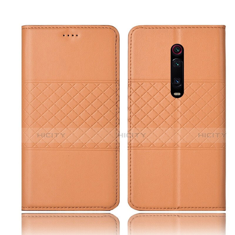 Custodia Portafoglio In Pelle Cover con Supporto T15 per Xiaomi Mi 9T Arancione