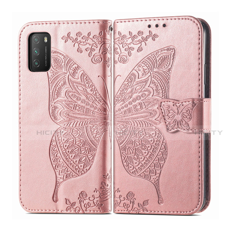 Custodia Portafoglio In Pelle Cover con Supporto T15 per Xiaomi Poco M3 Oro Rosa