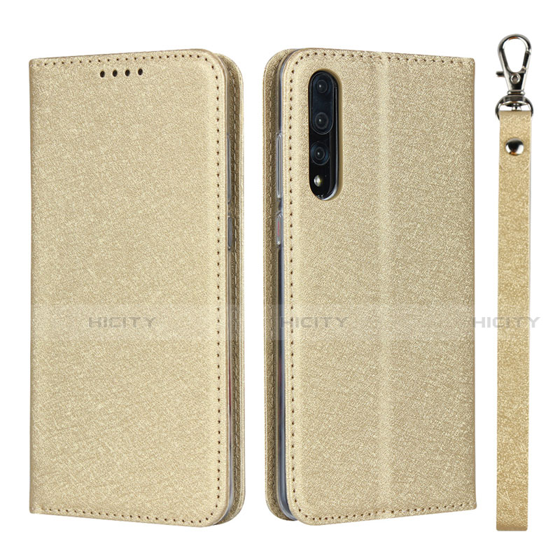 Custodia Portafoglio In Pelle Cover con Supporto T16 per Huawei P20 Pro Oro