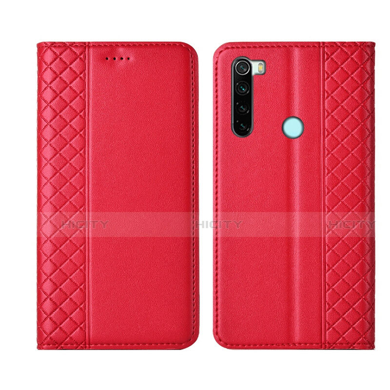 Custodia Portafoglio In Pelle Cover con Supporto T16 per Xiaomi Redmi Note 8 (2021) Rosso