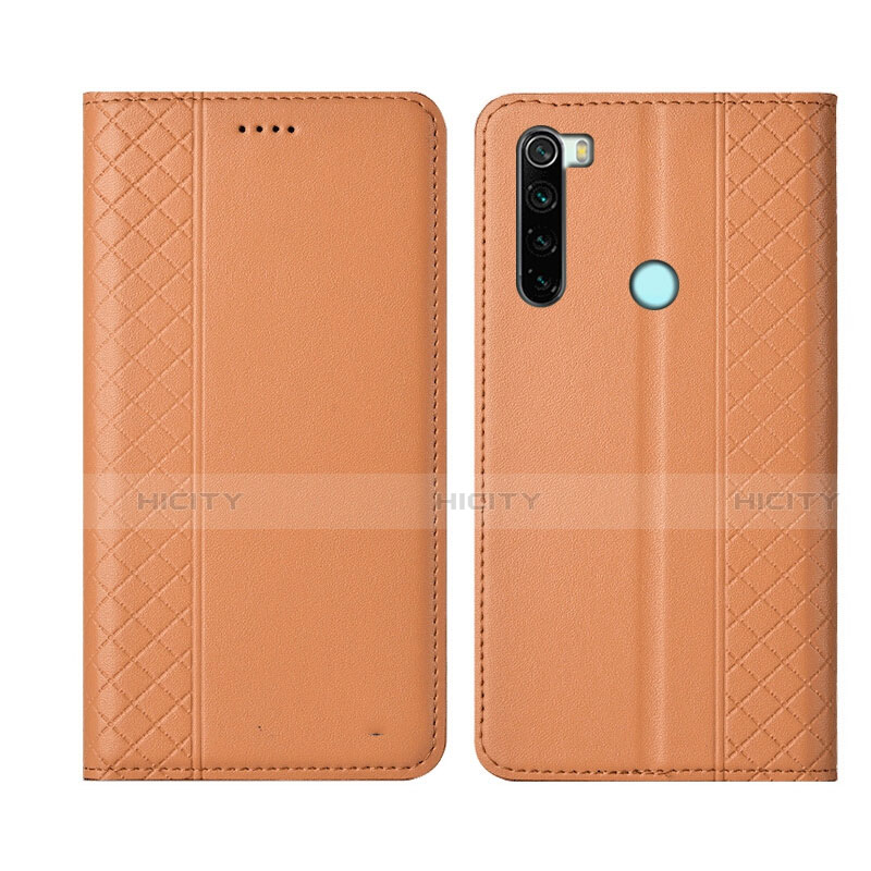 Custodia Portafoglio In Pelle Cover con Supporto T16 per Xiaomi Redmi Note 8 Arancione