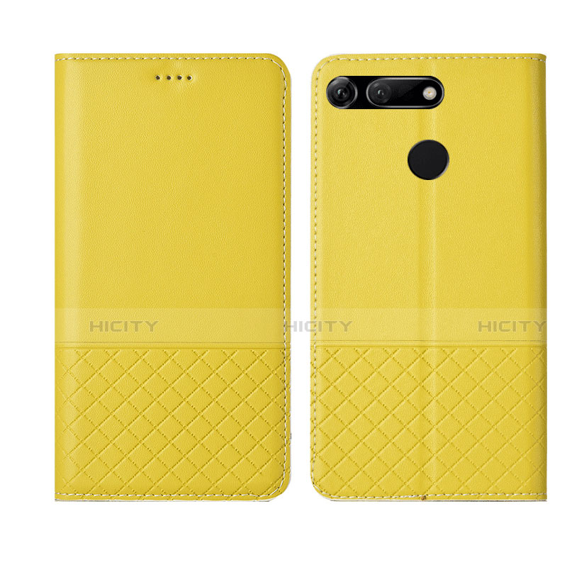 Custodia Portafoglio In Pelle Cover con Supporto T17 per Huawei Honor View 20 Giallo