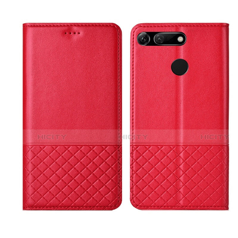 Custodia Portafoglio In Pelle Cover con Supporto T17 per Huawei Honor View 20 Rosso