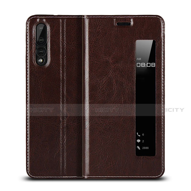 Custodia Portafoglio In Pelle Cover con Supporto T17 per Huawei P20 Pro Marrone