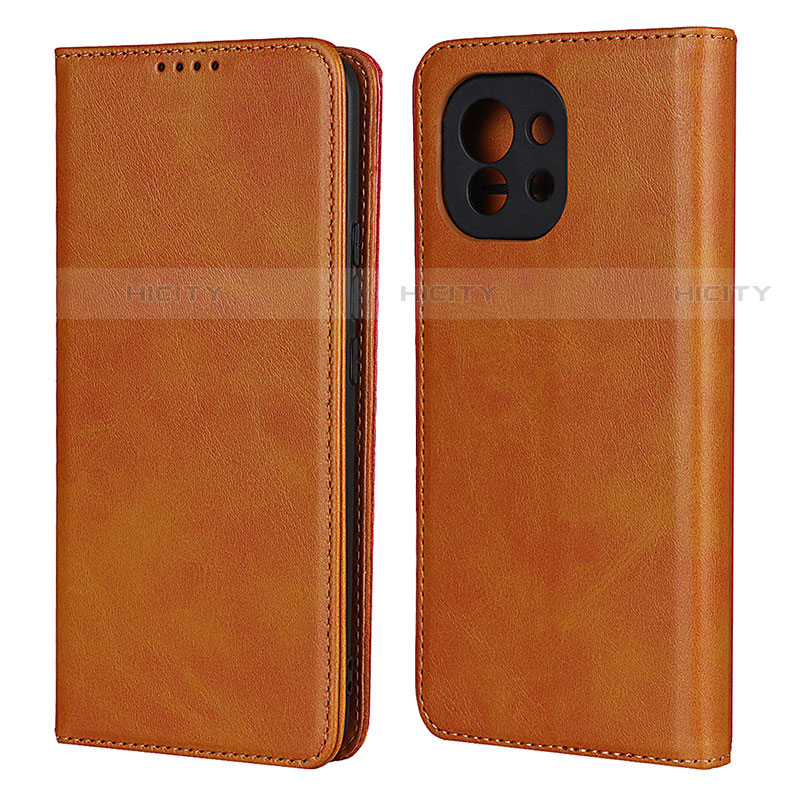 Custodia Portafoglio In Pelle Cover con Supporto T20 per Xiaomi Mi 11 5G Marrone Chiaro