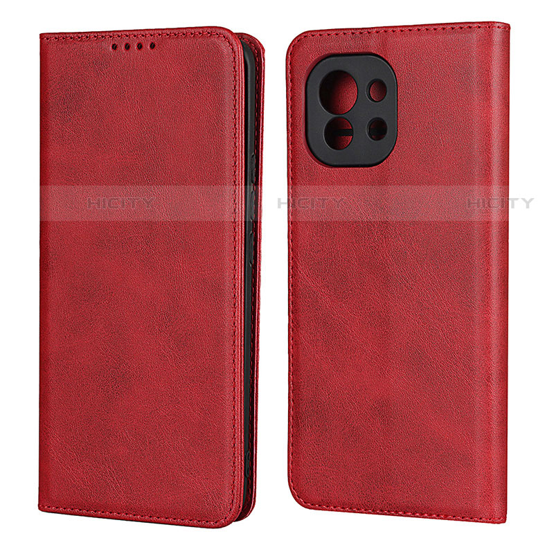 Custodia Portafoglio In Pelle Cover con Supporto T20 per Xiaomi Mi 11 Lite 4G Rosso