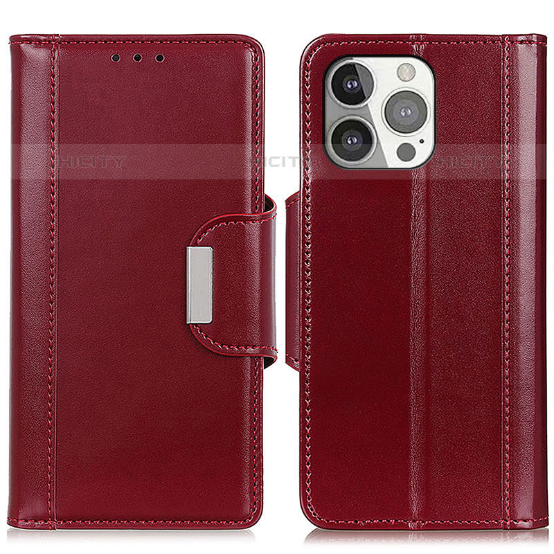 Custodia Portafoglio In Pelle Cover con Supporto T22 per Apple iPhone 15 Pro Rosso