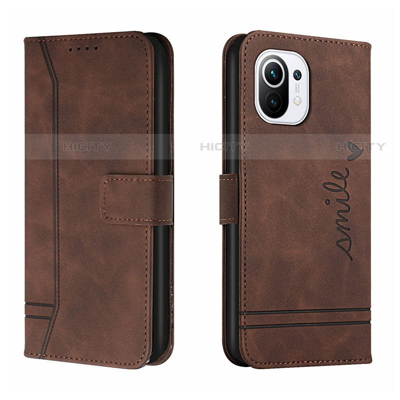 Custodia Portafoglio In Pelle Cover con Supporto T22 per Xiaomi Mi 11 5G Marrone