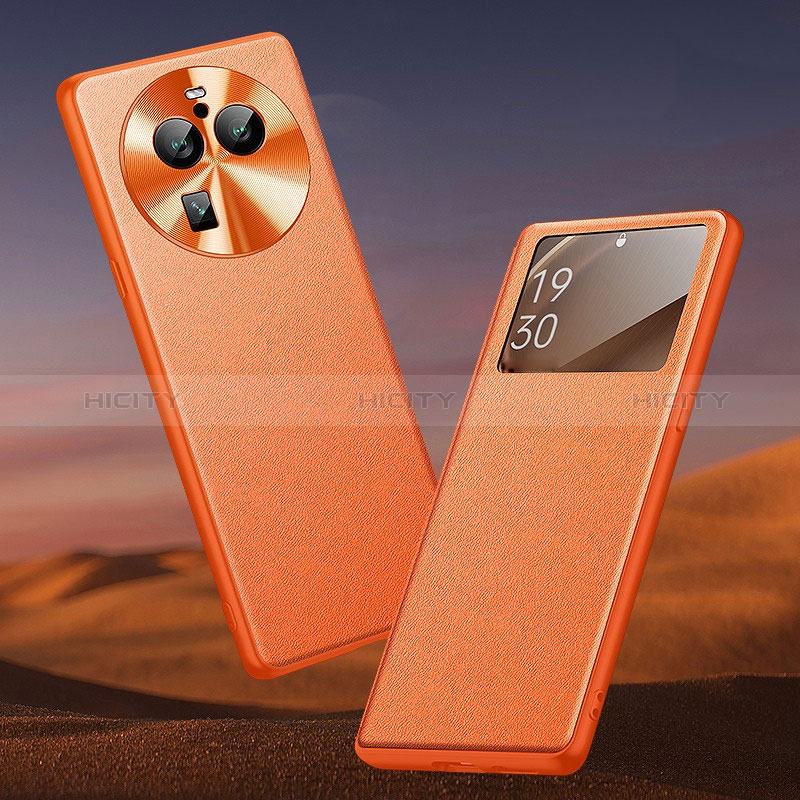 Custodia Portafoglio In Pelle Cover con Supporto TB1 per Oppo Find X6 Pro 5G Arancione