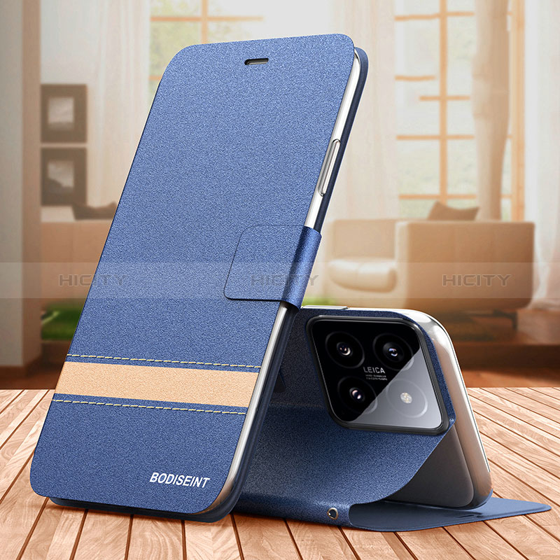 Custodia Portafoglio In Pelle Cover con Supporto TB1 per Xiaomi Mi 14 5G Blu