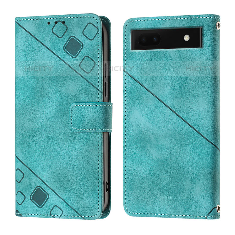 Custodia Portafoglio In Pelle Cover con Supporto Y01B per Google Pixel 6a 5G Verde