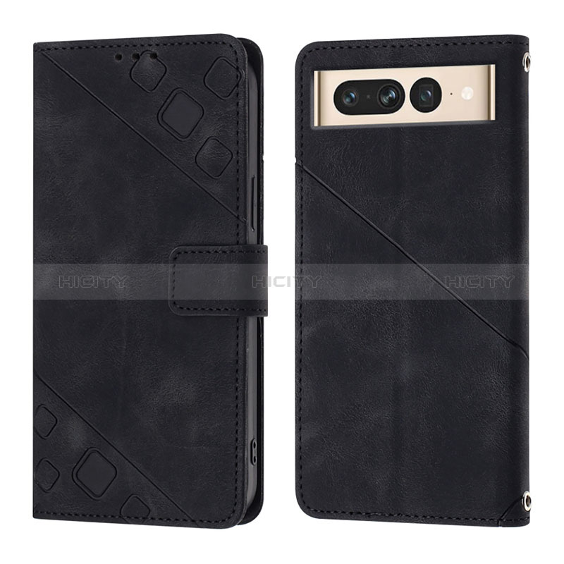 Custodia Portafoglio In Pelle Cover con Supporto Y01B per Google Pixel 7 Pro 5G Nero