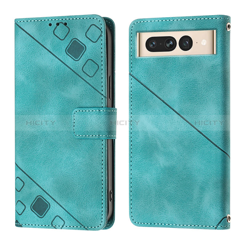 Custodia Portafoglio In Pelle Cover con Supporto Y01B per Google Pixel 7 Pro 5G Verde