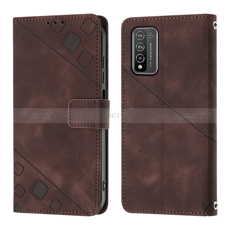 Custodia Portafoglio In Pelle Cover con Supporto Y01B per Huawei Honor 10X Lite Marrone