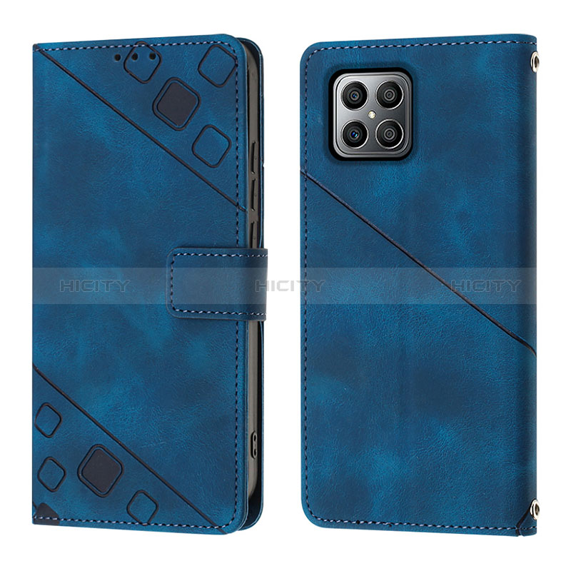 Custodia Portafoglio In Pelle Cover con Supporto Y01B per Huawei Honor X8 4G Blu