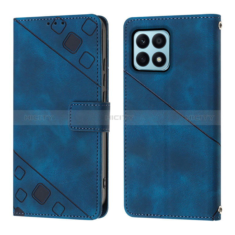 Custodia Portafoglio In Pelle Cover con Supporto Y01B per Huawei Honor X8a 4G Blu